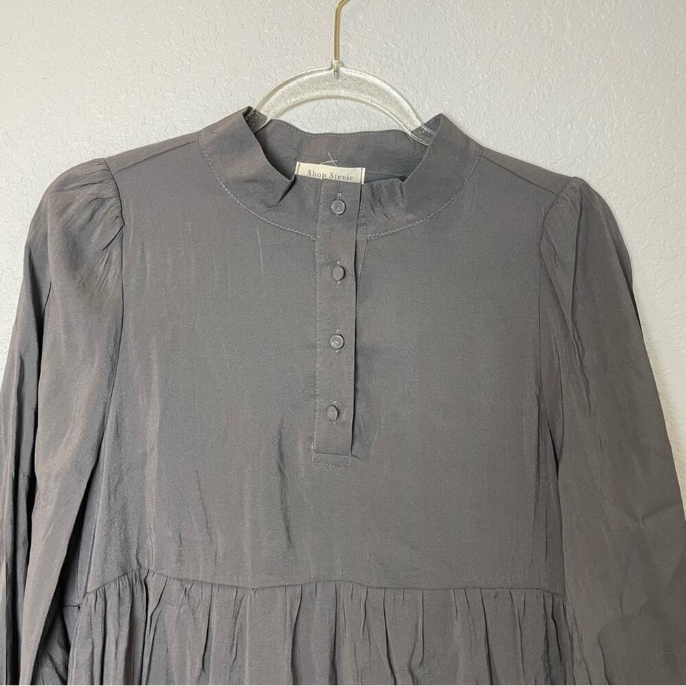 Bnwt! Shop Stevie Charcoal Gray Tiered Long Sleeve Dress Size L — image 2 of 8